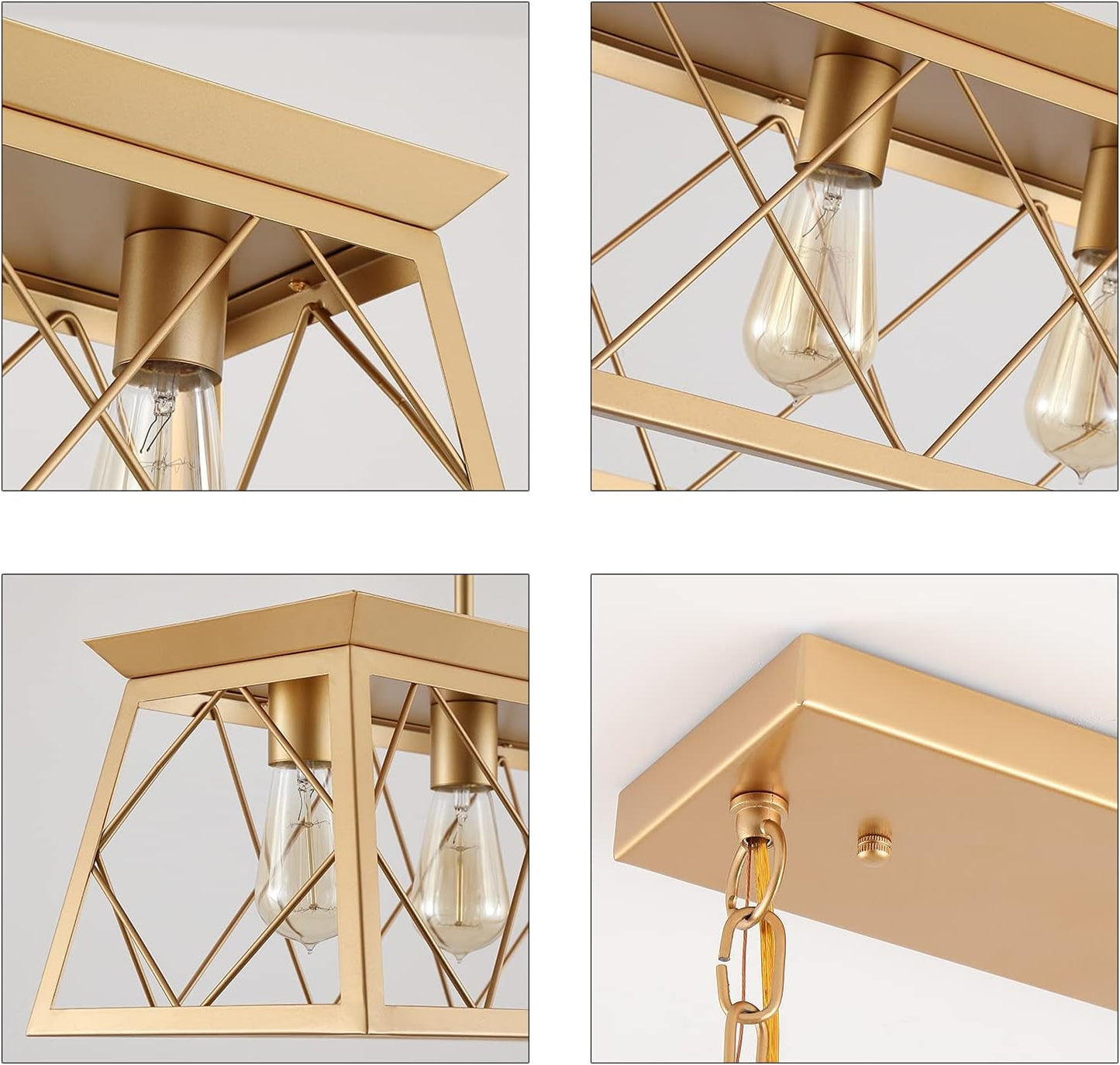 Modern Farmhouse Chandelier Light Fixtures,5-Lights Gold Linear