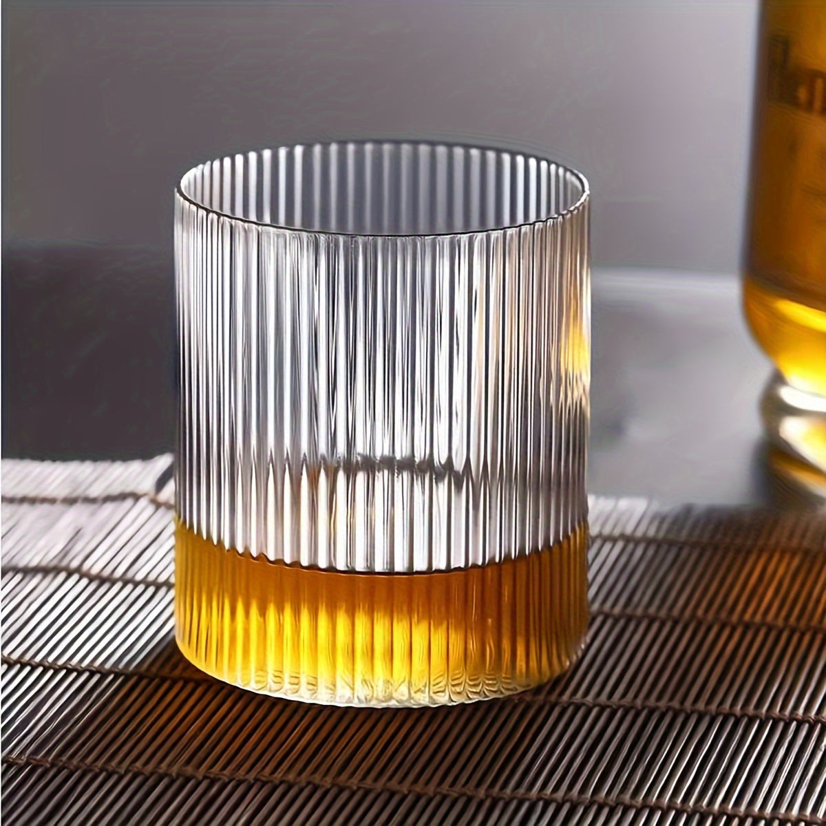 Set of 4 Ribbed Glass Tumblers Versatile Durable Stylish