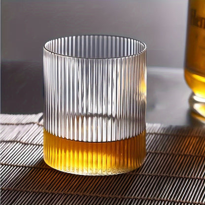 Set of 4 Ribbed Glass Tumblers Versatile Durable Stylish