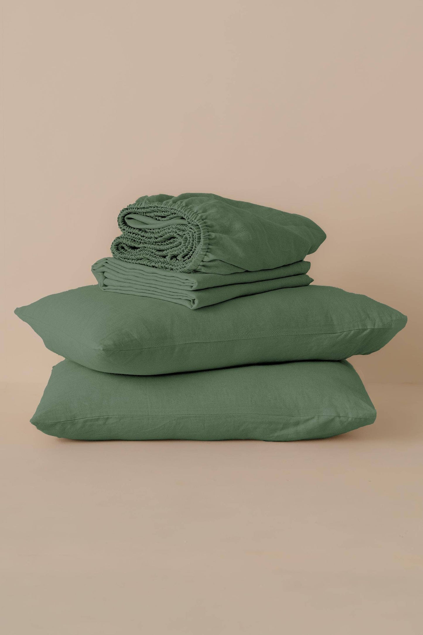 Solid Linen Bedding Set –Bedsheet, Fitted & Pillowcases