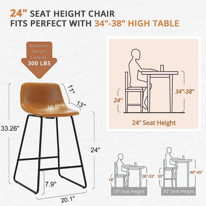 Alexander Industrial Faux Leather Bar Stools (Set/4)