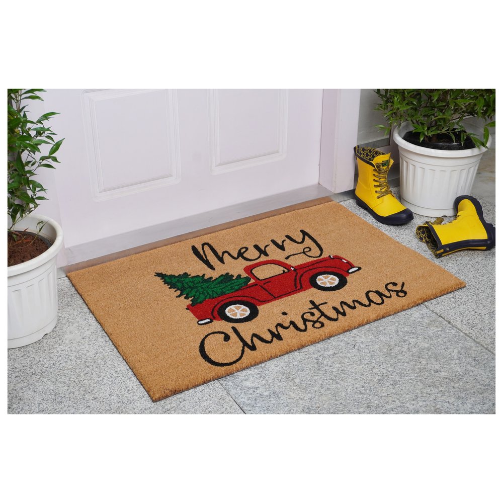 24" X 36" Brown and Red Coir Merry Christmas Outdoor Door Mat