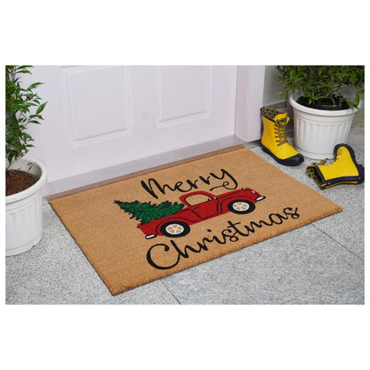 24" X 36" Brown and Red Coir Merry Christmas Outdoor Door Mat
