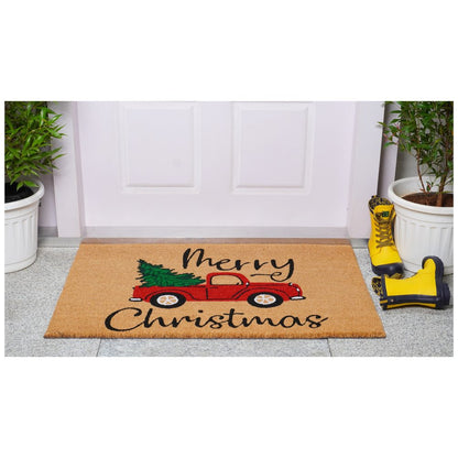 24" X 36" Brown and Red Coir Merry Christmas Outdoor Door Mat