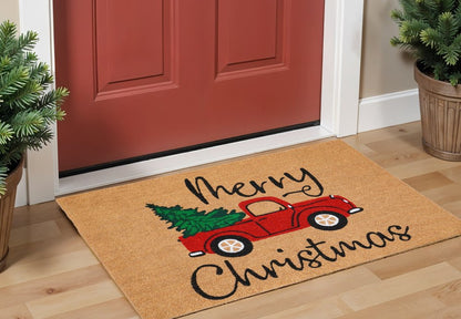 24" X 36" Brown and Red Coir Merry Christmas Outdoor Door Mat