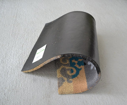 18" X 30" Beige and White Coir Damask Outdoor Door Mat