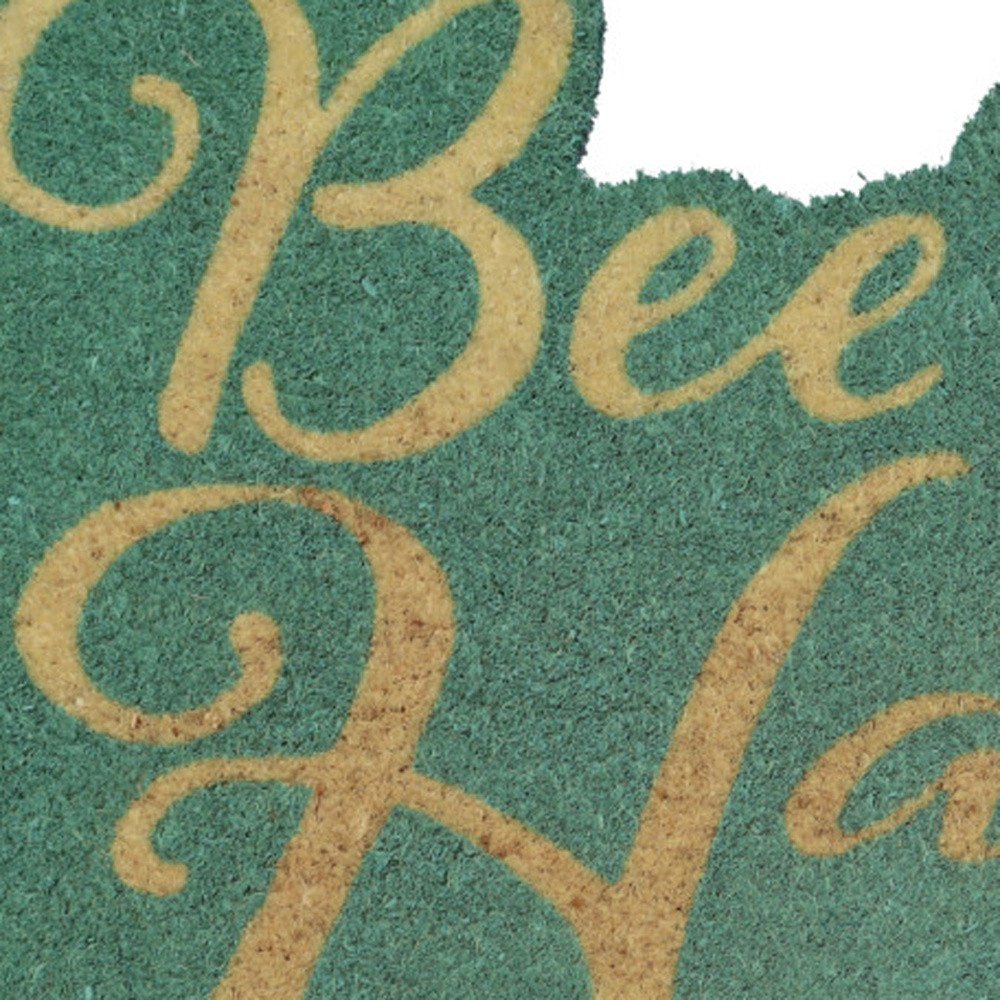 18" X 30" Beige and Green Coir Bees Outdoor Door Mat