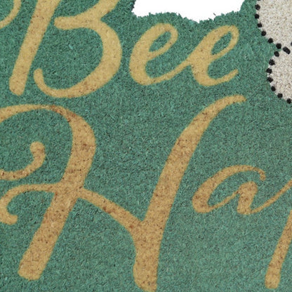 18" X 30" Beige and Green Coir Bees Outdoor Door Mat
