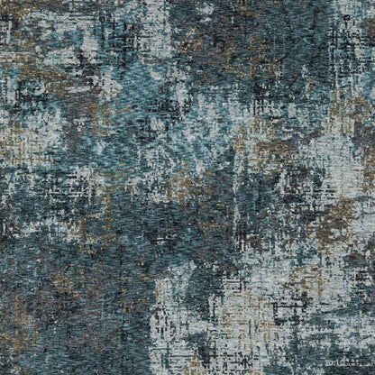 7' X 10' Blue And Gray Abstract Distressed Area Rug With Fringe