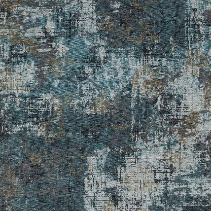 7' X 10' Blue And Gray Abstract Distressed Area Rug With Fringe