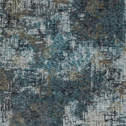 7' X 10' Blue And Gray Abstract Distressed Area Rug With Fringe