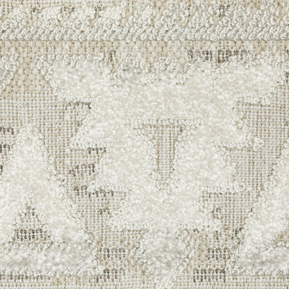 5' X 8' Beige And Ivory Tribal Area Rug