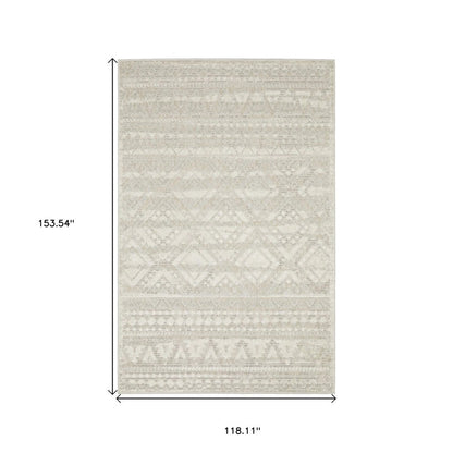 5' X 8' Beige And Ivory Tribal Area Rug