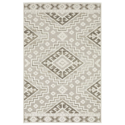 8' X 11' Beige And Brown Tribal Area Rug