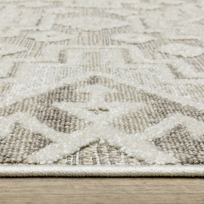 8' X 11' Beige And Brown Tribal Area Rug