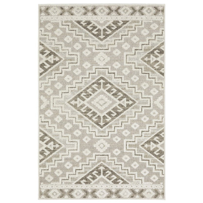 8' X 11' Beige And Brown Tribal Area Rug