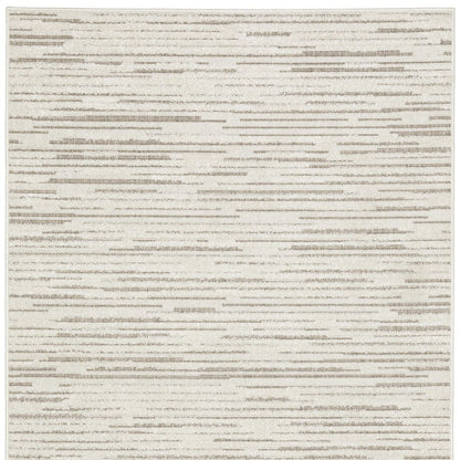 8' X 11' Ivory And Brown Striped Distressed Area Rug