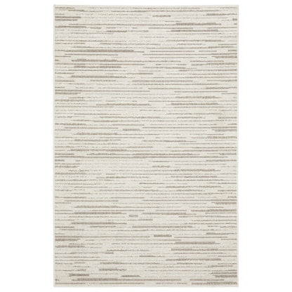 8' X 11' Ivory And Brown Striped Distressed Area Rug