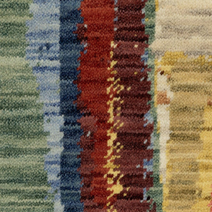 10' X 13' Pink Red And Yellow Abstract Area Rug With Fringe