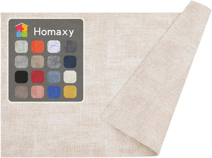 Homaxy Faux Leather Heat Resistant Placemats for Dining Table Set of 6, Waterproof Wipeable Washable PU Table Mats, Easy to Clean Anti-Slip Place Mats, 11.8" X 17", Beige