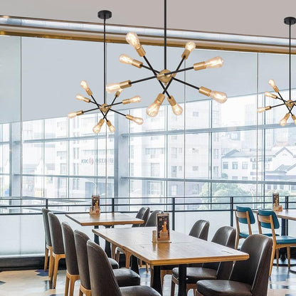 8 Lights Dining Room Light Fixtures Modern Sputnik Chandelier Black