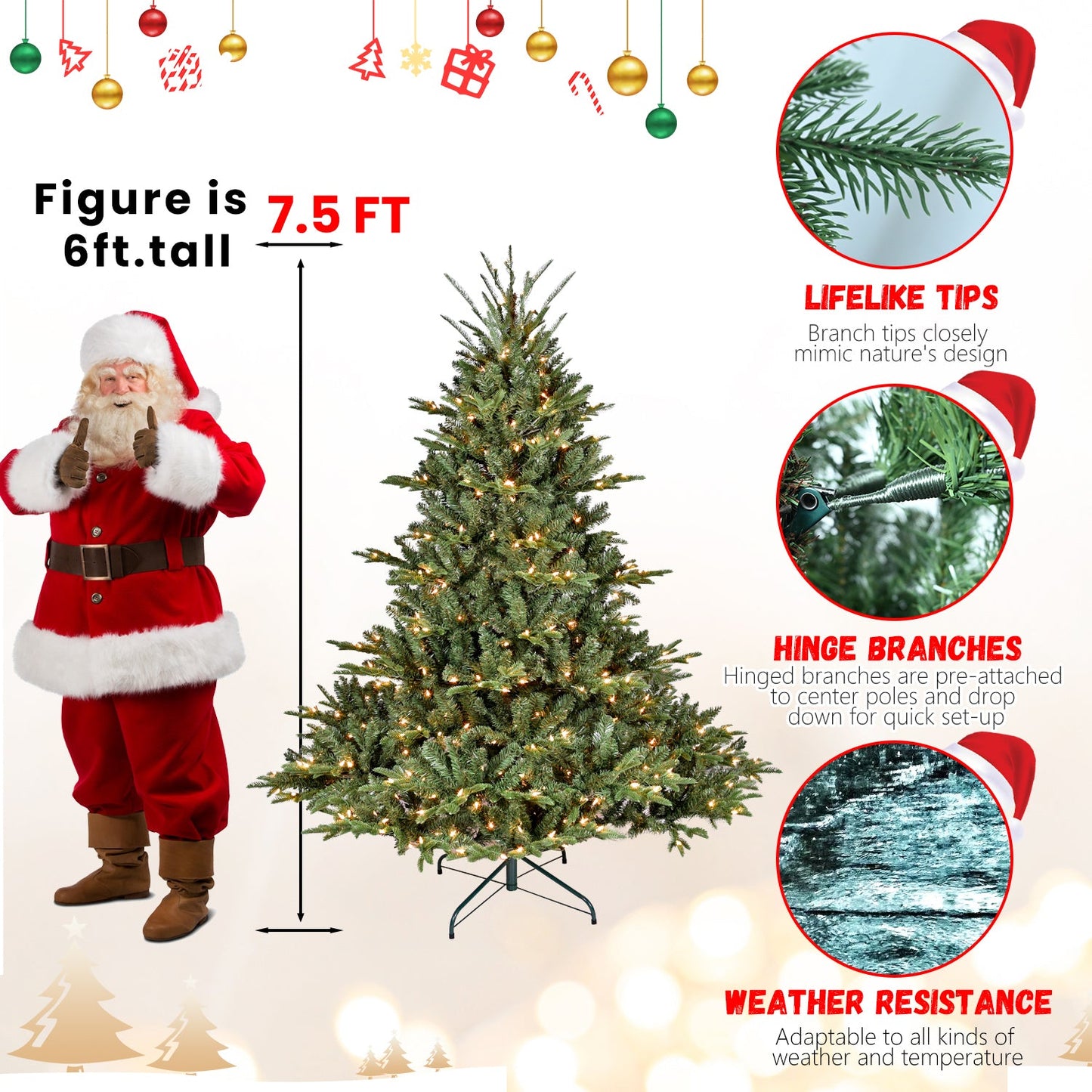 9FT Full-Shape Christmas Tree with 1100 UL Lights – PE/PVC Mixed