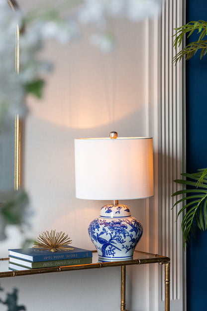 D12x19.3' Blue and White Ceramic Vase Lamp