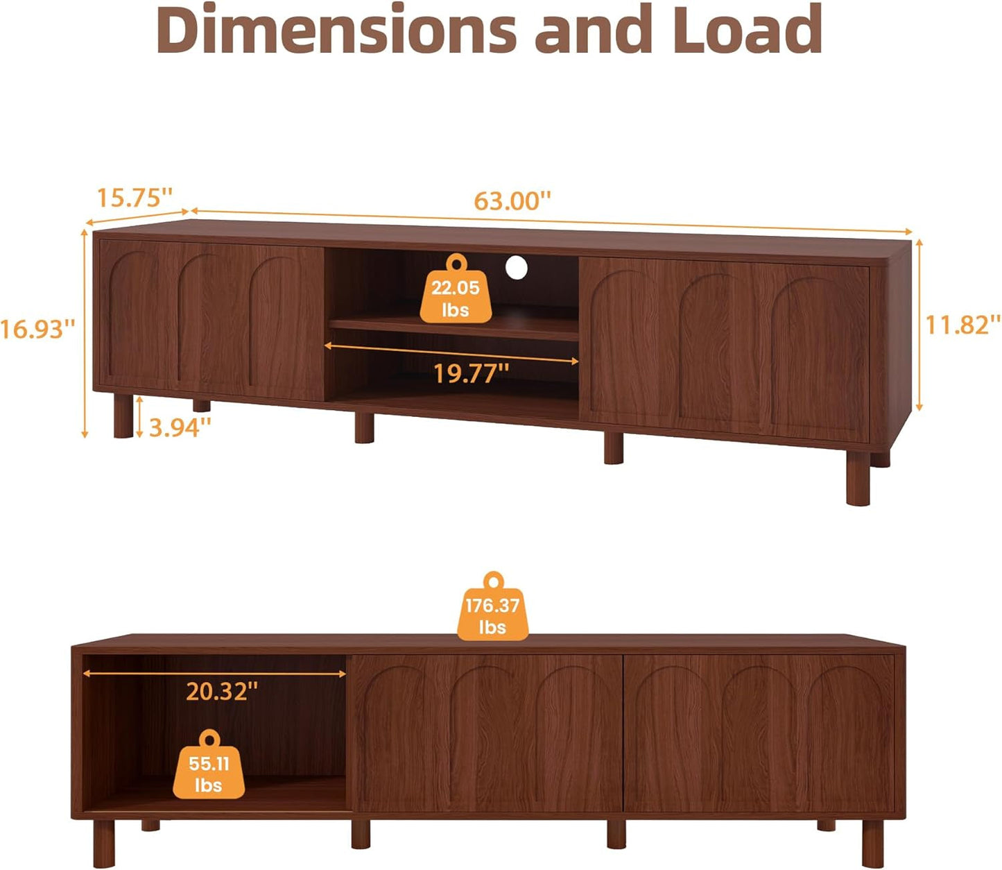 TV Stand for Tvs up to 70'', Entertainment Center with Large Storage