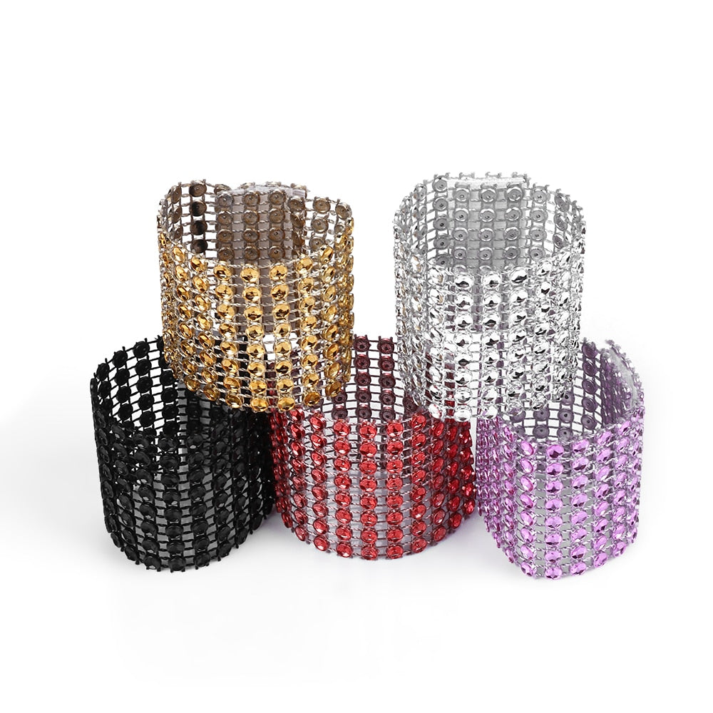 5Pcs Napkin Diamond Rings Holder Cup Flower