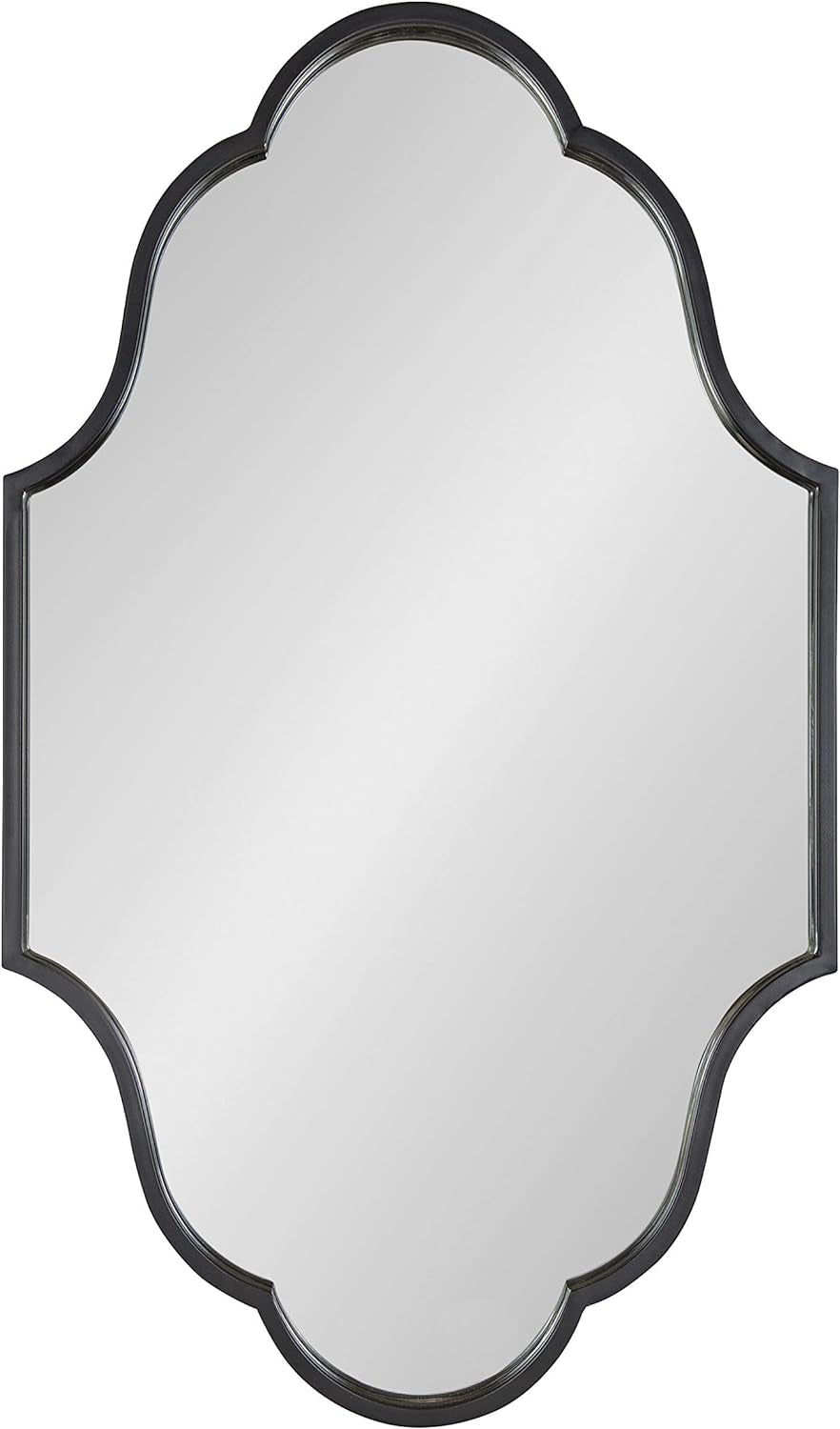 Kate and Laurel Rowla Glam Scalloped Wall Mirror, 23" X 37", Black, Chic, Sophisticated Accent Mirror for Decor or Bathroom Vanity