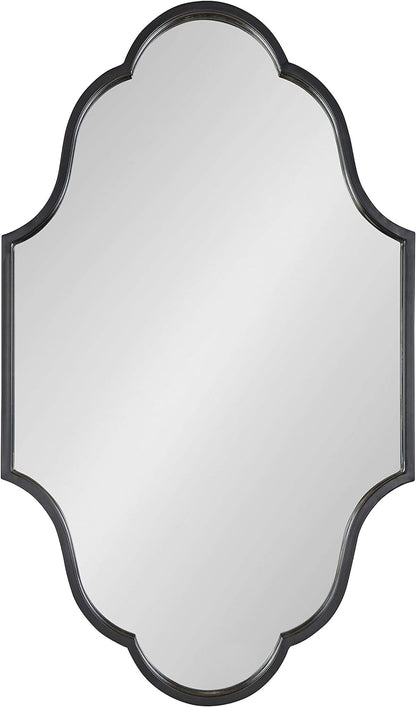 Kate and Laurel Rowla Glam Scalloped Wall Mirror, 23" X 37", Black, Chic, Sophisticated Accent Mirror for Decor or Bathroom Vanity