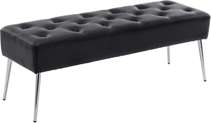 DUHOME Button-Tufted Ottoman Bench, Upholstered Bedroom Benches Footrest Stool Dining Bench Leather Accent Bench for Entryway Dining Room Living Room Bedroom End of Bed, Dark Brown