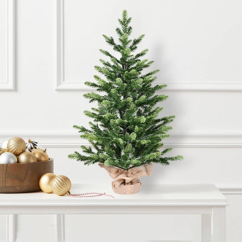 2FT Full PE Tabletop Christmas Tree with 230 Tips, Realistic Green