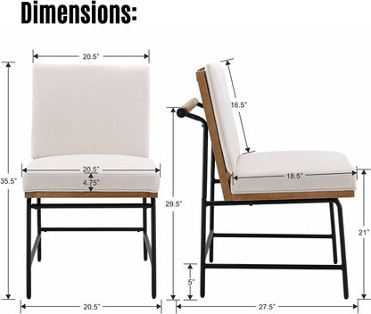 Mid Century Linen Dining Chairs Set of 2, White