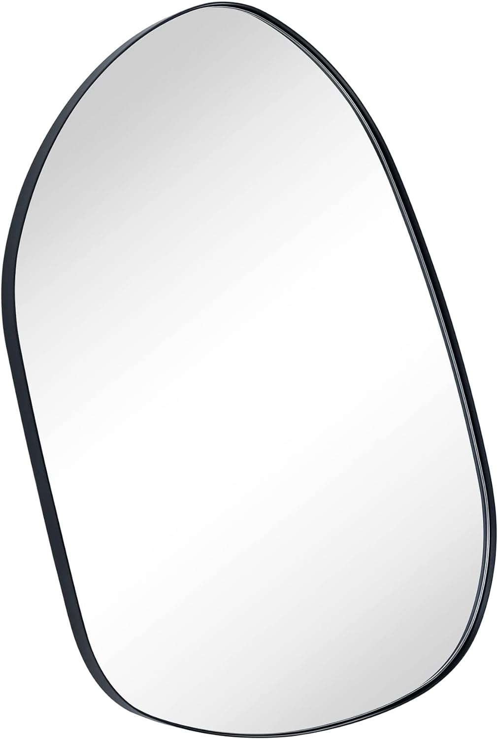 36 x 26 Matte Black Irregular Mirror with Asymmetrical Metal Frame -