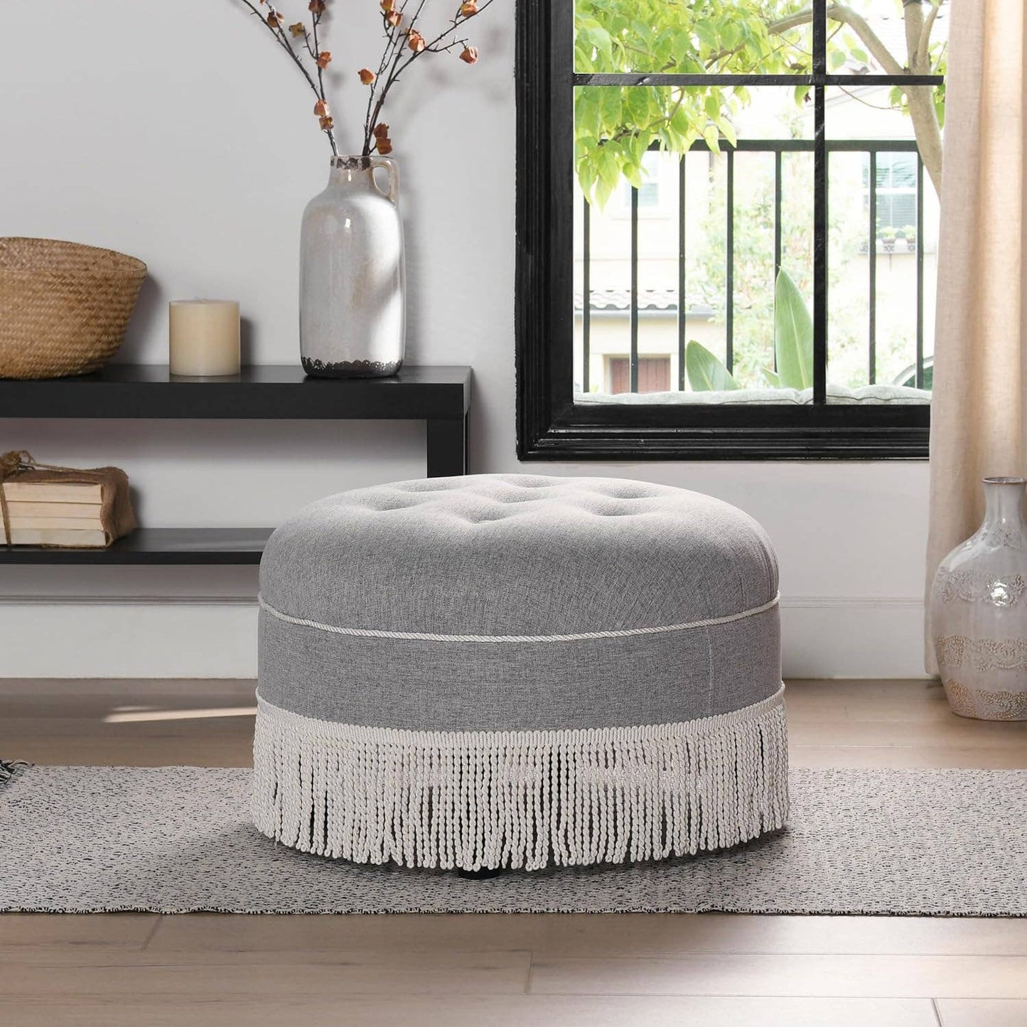 Yolanda 24" Round Upholstered Accent Ottoman