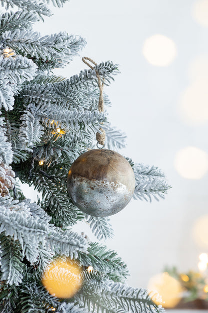 D4' Christmas Ball Ornaments, Wood Decorative Hanging Ball Christmas Tree Ornaments for Holiday Party Decorations, Set of 4