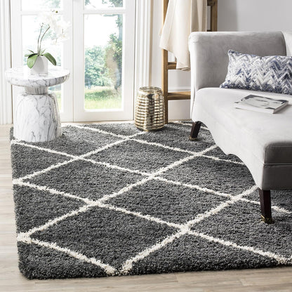 SAFAVIEH Hudson Shag Collection Area Rug - 7' Square, Beige & Ivory, Modern Trellis Design, Non-Shedding & Easy Care, 2-Inch Thick Ideal for High Traffic Areas in Living Room, Bedroom (SGH281S)