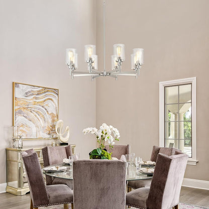 Brushed Nickel Chandeliers for Dining Room Light Fixture over Table, 8