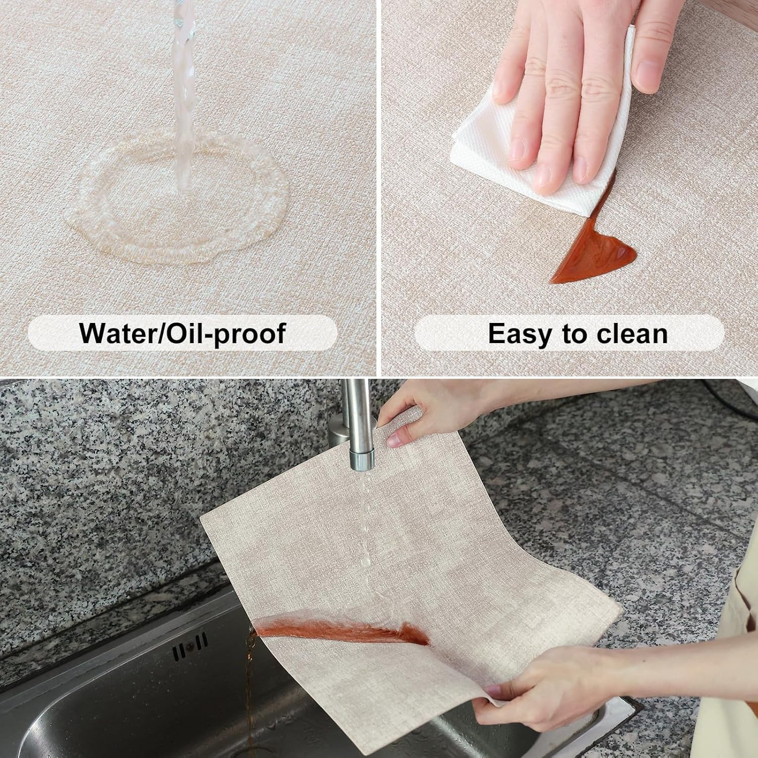 Homaxy Faux Leather Heat Resistant Placemats for Dining Table Set of 6, Waterproof Wipeable Washable PU Table Mats, Easy to Clean Anti-Slip Place Mats, 11.8" X 17", Beige