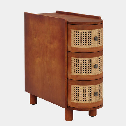 End Table round Solid Wood Sofa Bedside Narrow Bedroom Side Table Nightstand with Drawer