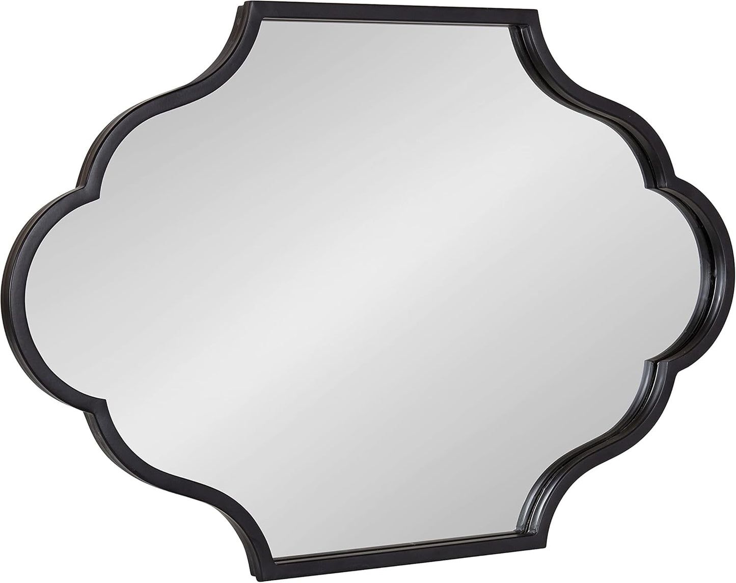 Kate and Laurel Rowla Glam Scalloped Wall Mirror, 23" X 37", Black, Chic, Sophisticated Accent Mirror for Decor or Bathroom Vanity