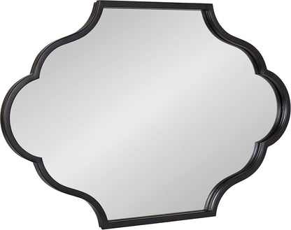 Kate and Laurel Rowla Glam Scalloped Wall Mirror, 23" X 37", Black, Chic, Sophisticated Accent Mirror for Decor or Bathroom Vanity