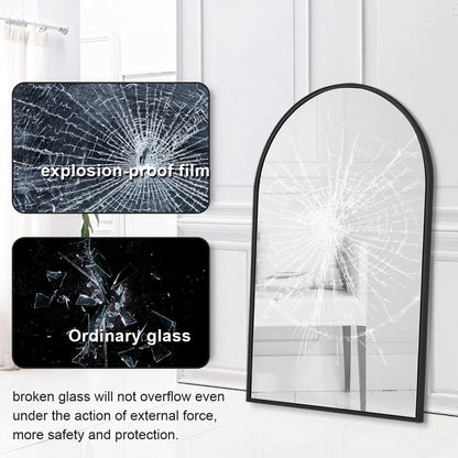 Contemporary Black Arched Wall Mirror, 42X24, Ideal for Bathroom