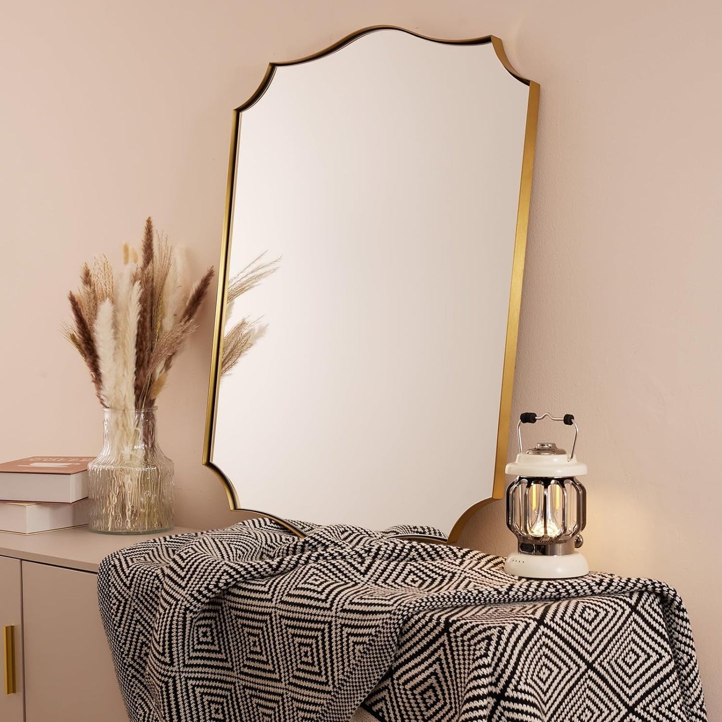 Stainless Steel Metal Frame Wall Mount Vanity Mirror, 22X30 Irregular