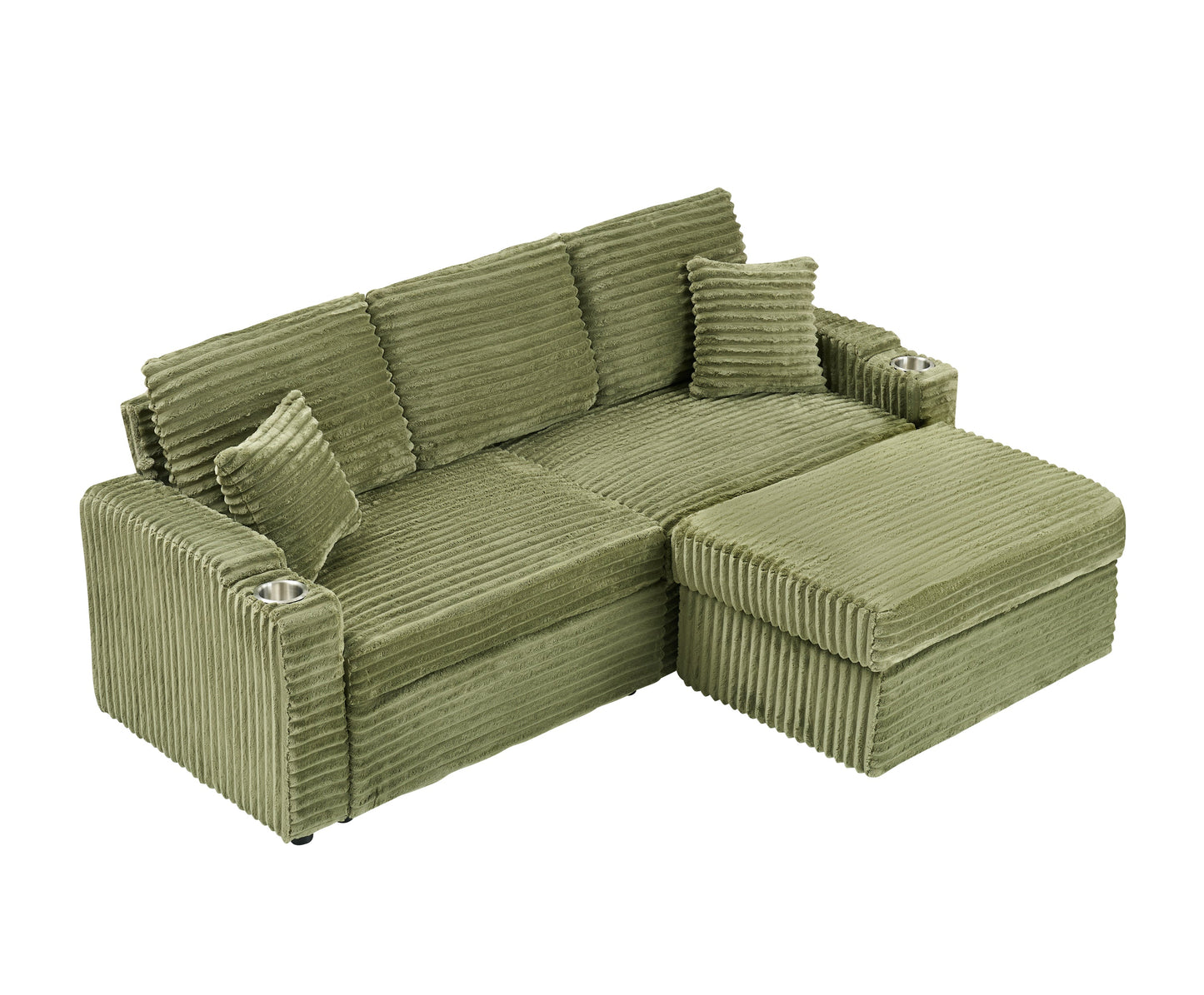 An 80-inch foldable and hidden chaise longue with cup holders, a