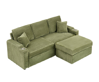 An 80-inch foldable and hidden chaise longue with cup holders, a