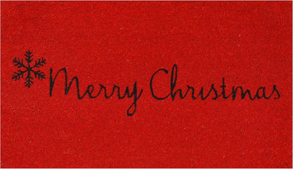 17" X 29" Red And Black Coir Merry Christmas Outdoor Door Mat