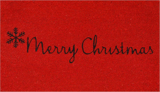17" X 29" Red And Black Coir Merry Christmas Outdoor Door Mat
