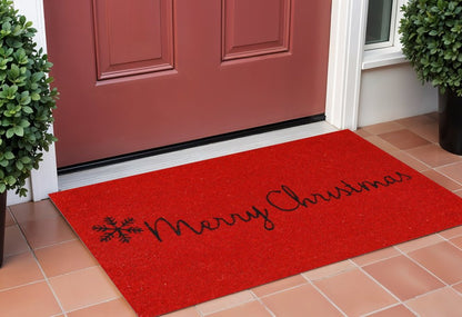 17" X 29" Red And Black Coir Merry Christmas Outdoor Door Mat